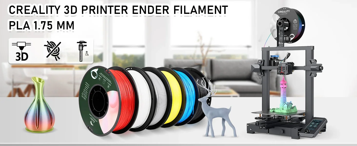 5/10 PCS CREALITY 3D PLA Printer Filament 1.75mm 1KG 3D Printing Plastic Material Black/White For Ender Series Printer