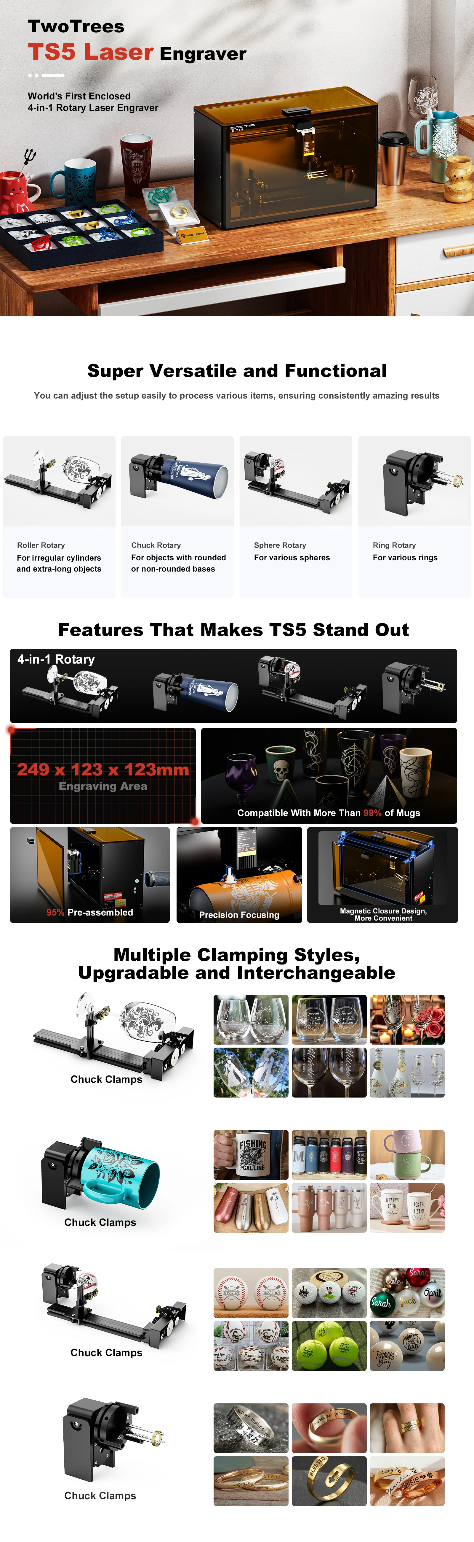 TwoTrees TS5 7WLaser Engraving Machine APP Wifi Control Metal Laser Engraver Acrylic Wood CNC Cutting Machine