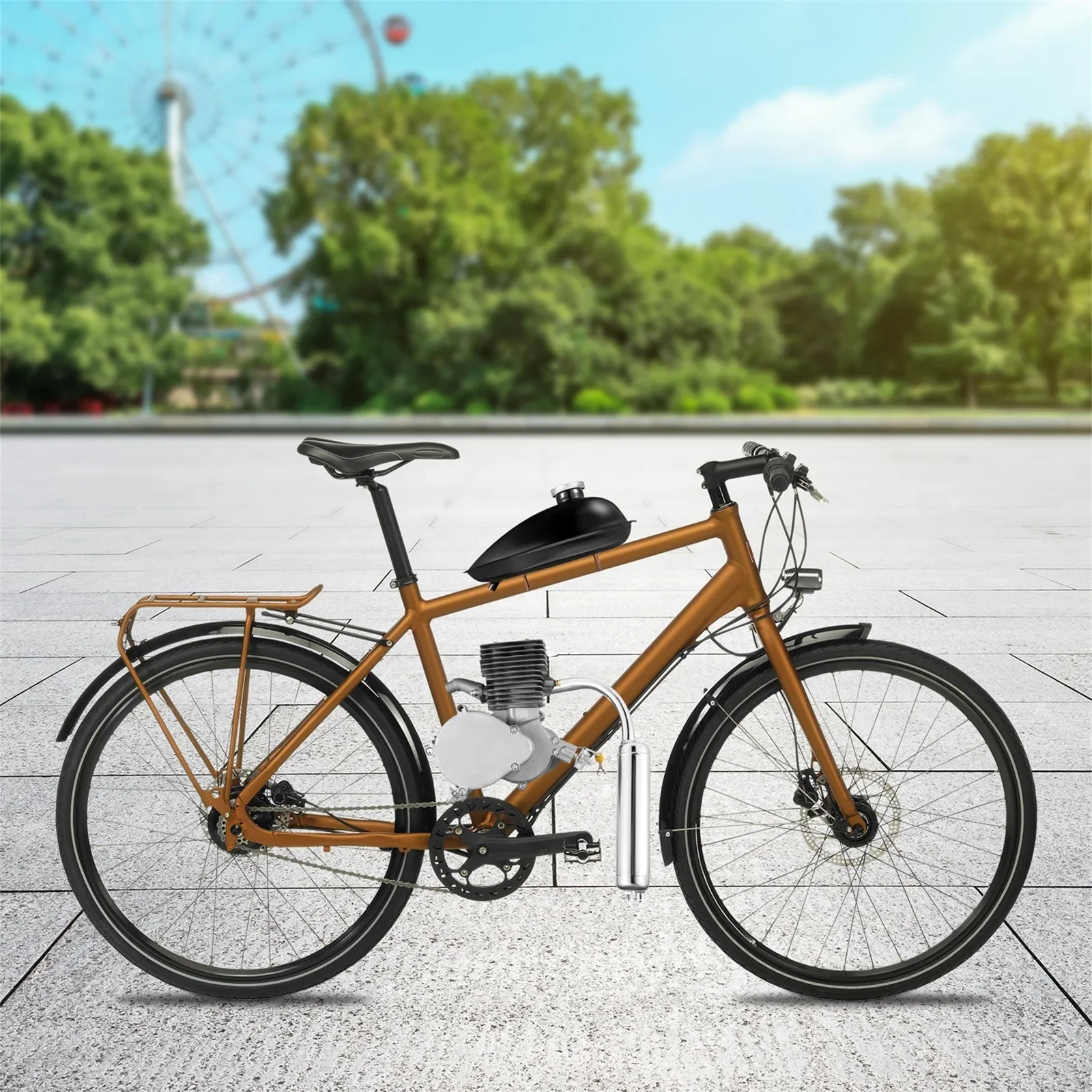 110cc Bicycle Engine Kit 2-Stroke Bicycle Gasoline Engine Motor Kit 3kw/6000r/min Motorized Bike Kit 55km/h Max Speed