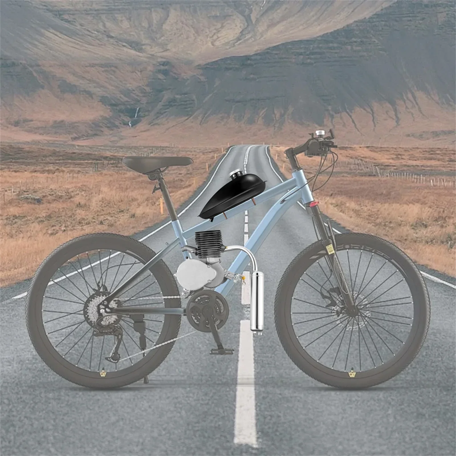 110cc Bicycle Engine Kit 2-Stroke Bicycle Gasoline Engine Motor Kit 3kw/6000r/min Motorized Bike Kit 55km/h Max Speed