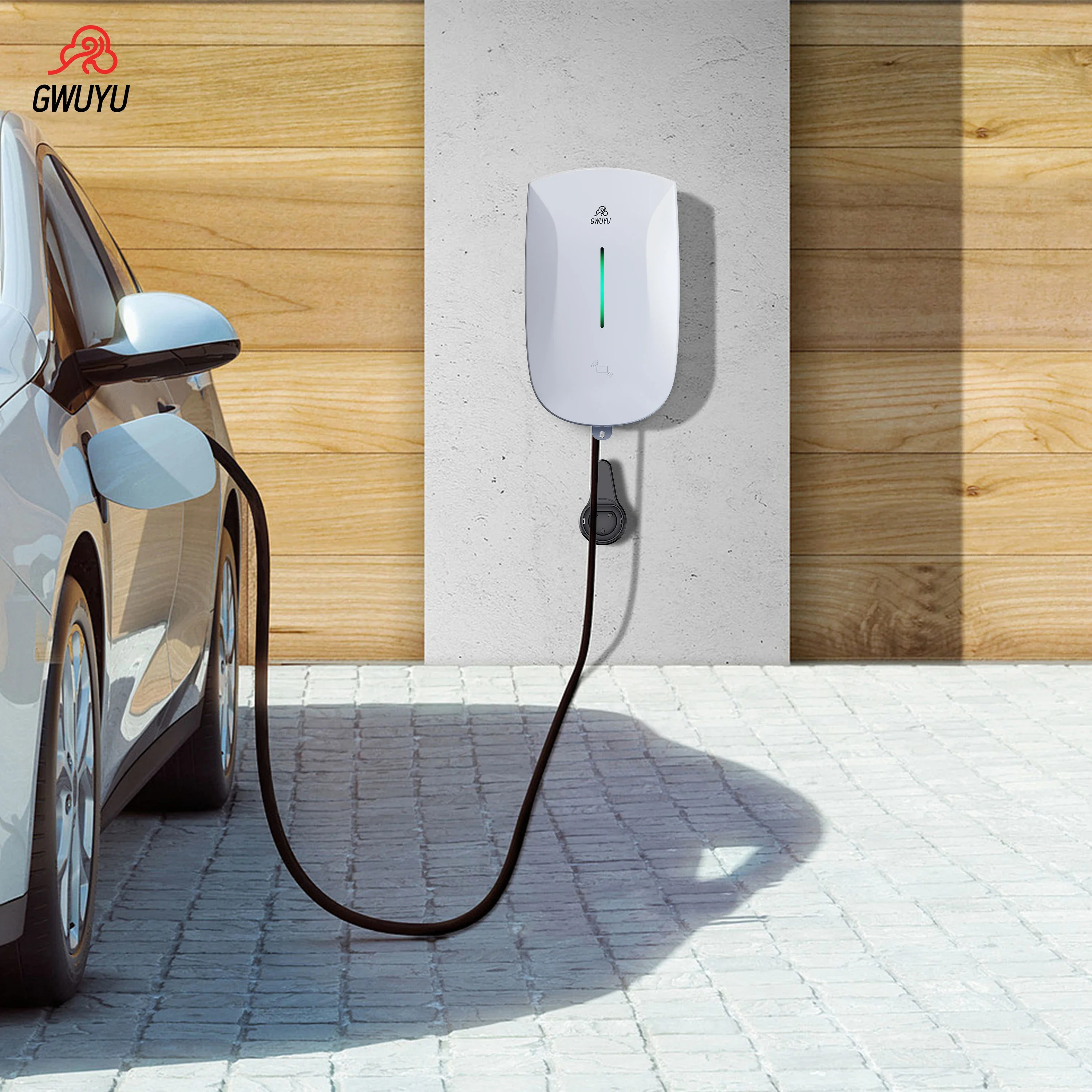 GWUYU Wallbox Type2 32A 7KW EV Charger 16A 11KW 32A 22KW 3 Phase Electric Vehicle Charging Station 5m Cable Support APP Control