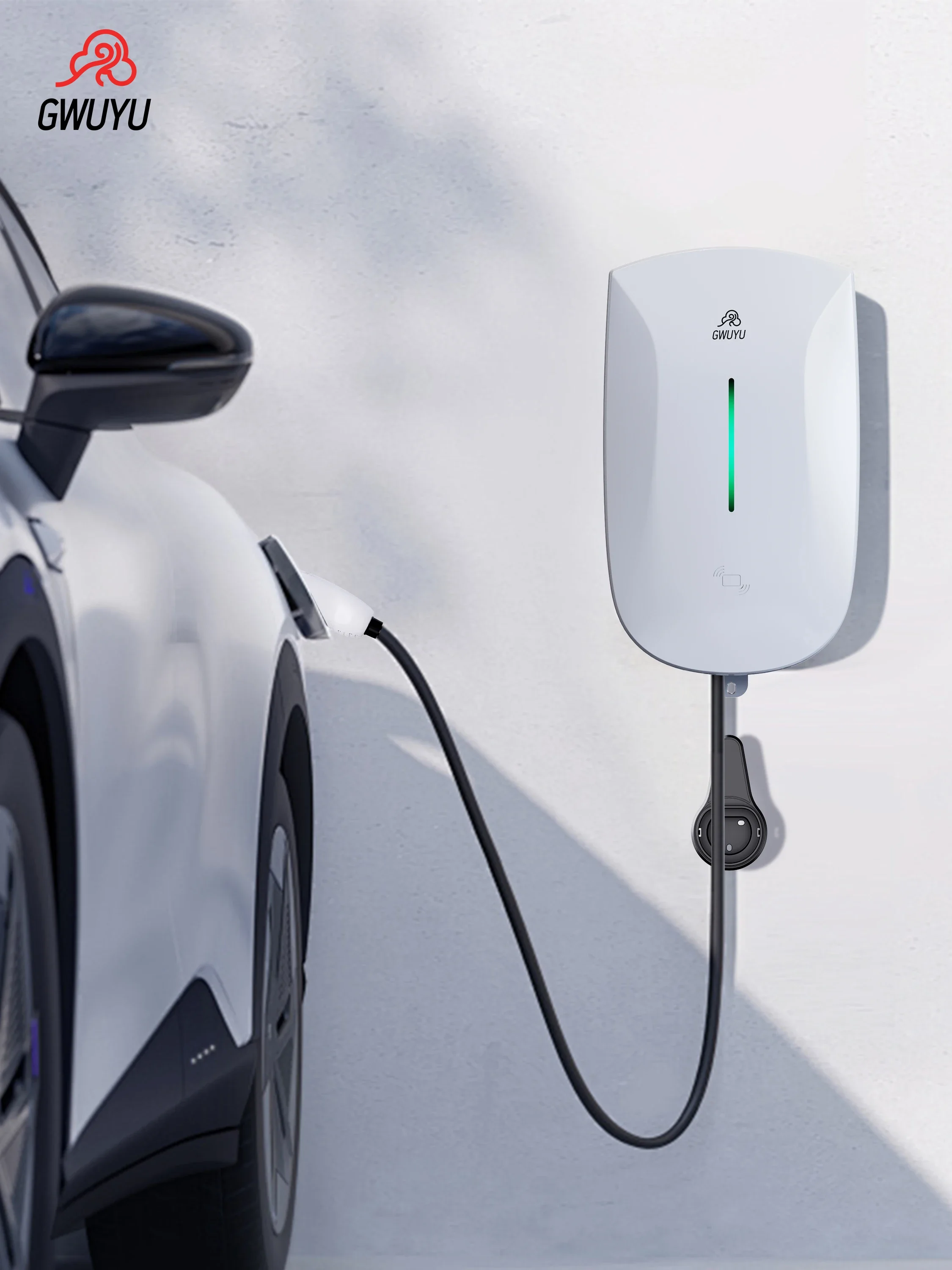 GWUYU Wallbox Type2 32A 7KW EV Charger 16A 11KW 32A 22KW 3 Phase Electric Vehicle Charging Station 5m Cable Support APP Control