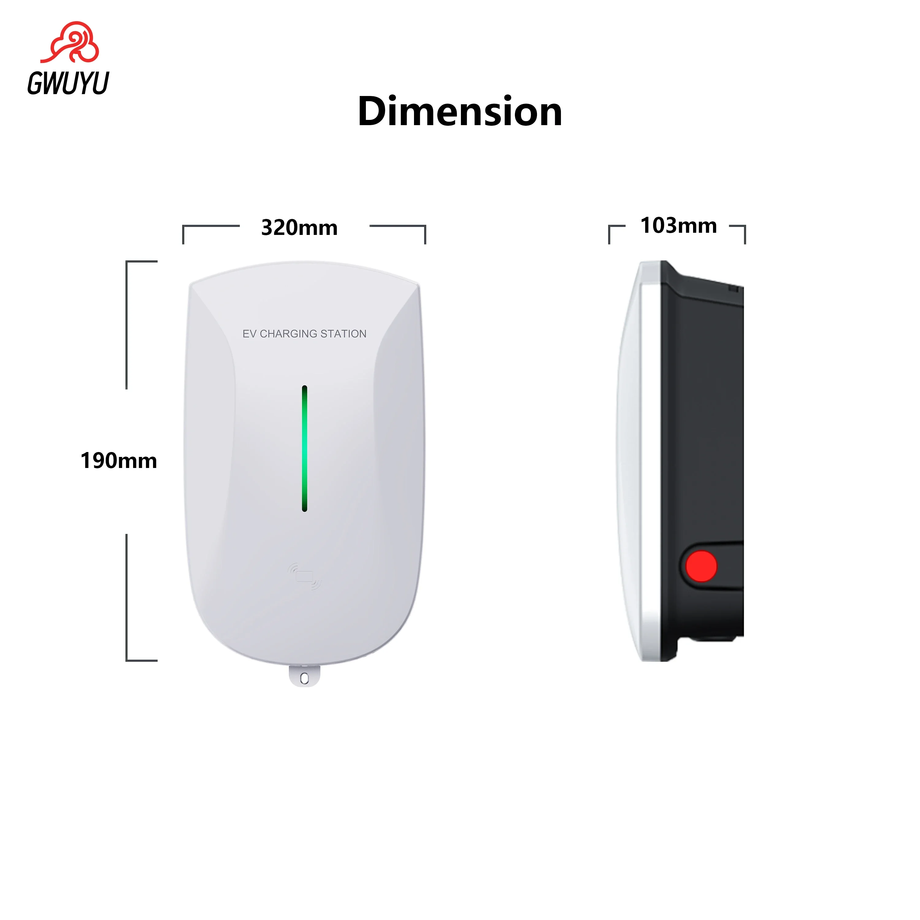 GWUYU Wallbox Type2 32A 7KW EV Charger 16A 11KW 32A 22KW 3 Phase Electric Vehicle Charging Station 5m Cable Support APP Control