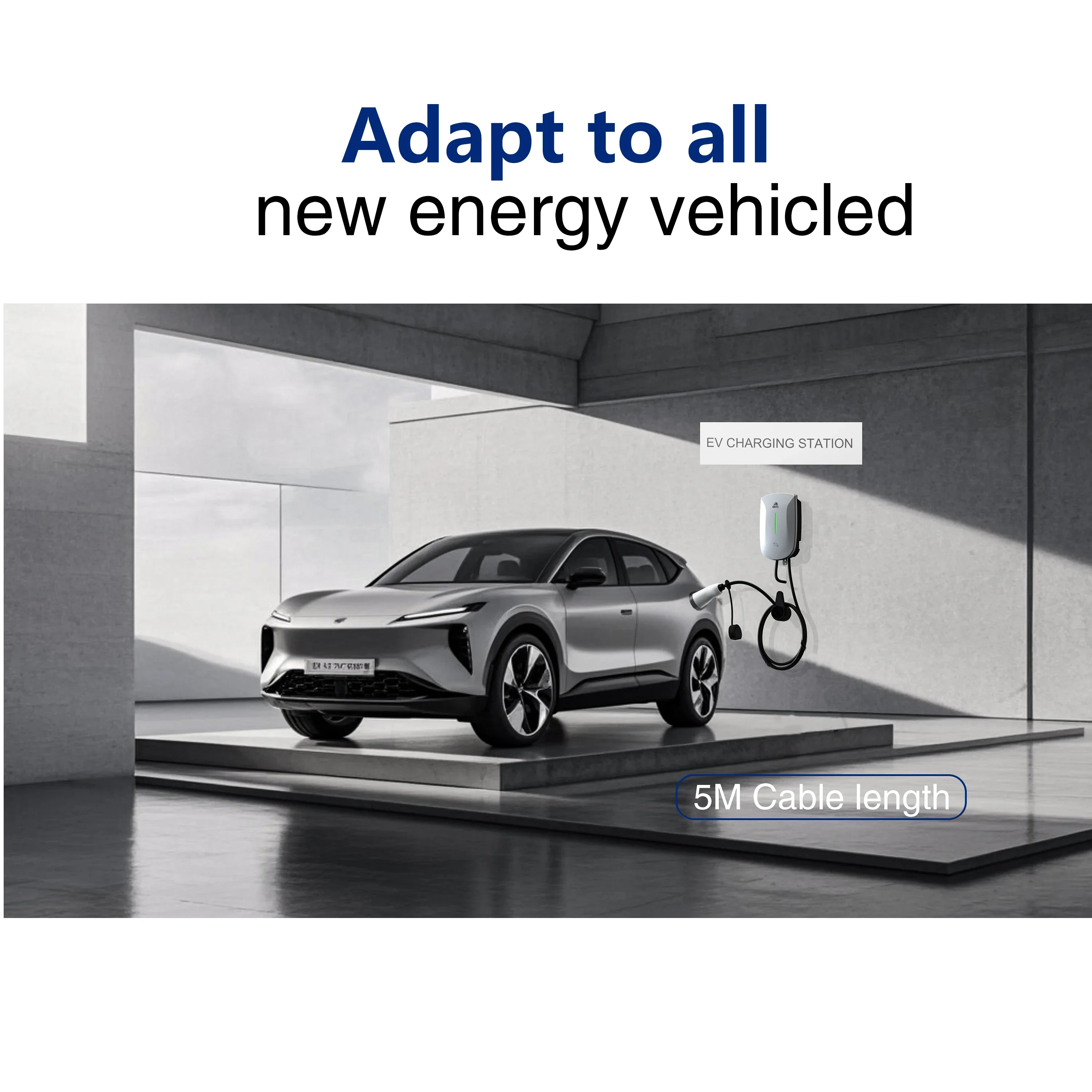GWUYU Wallbox Type2 32A 7KW EV Charger 16A 11KW 32A 22KW 3 Phase Electric Vehicle Charging Station 5m Cable Support APP Control