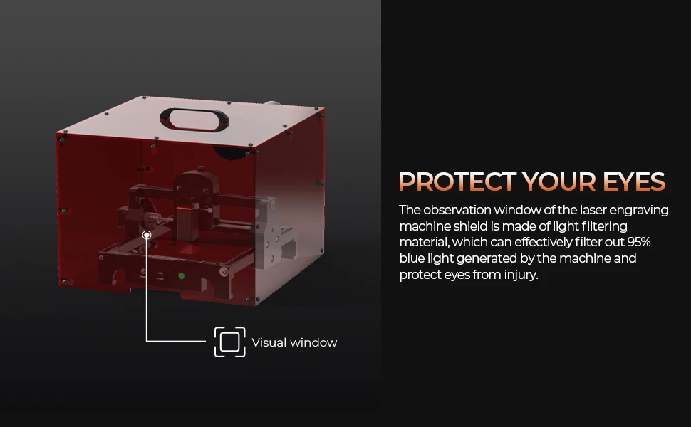 ACMER S1 Mini Laser Engrave Machine Enclosure Laser Protection Vent Fireproof and Dustproof Protective Cover For S1 2.5/3.5/6W