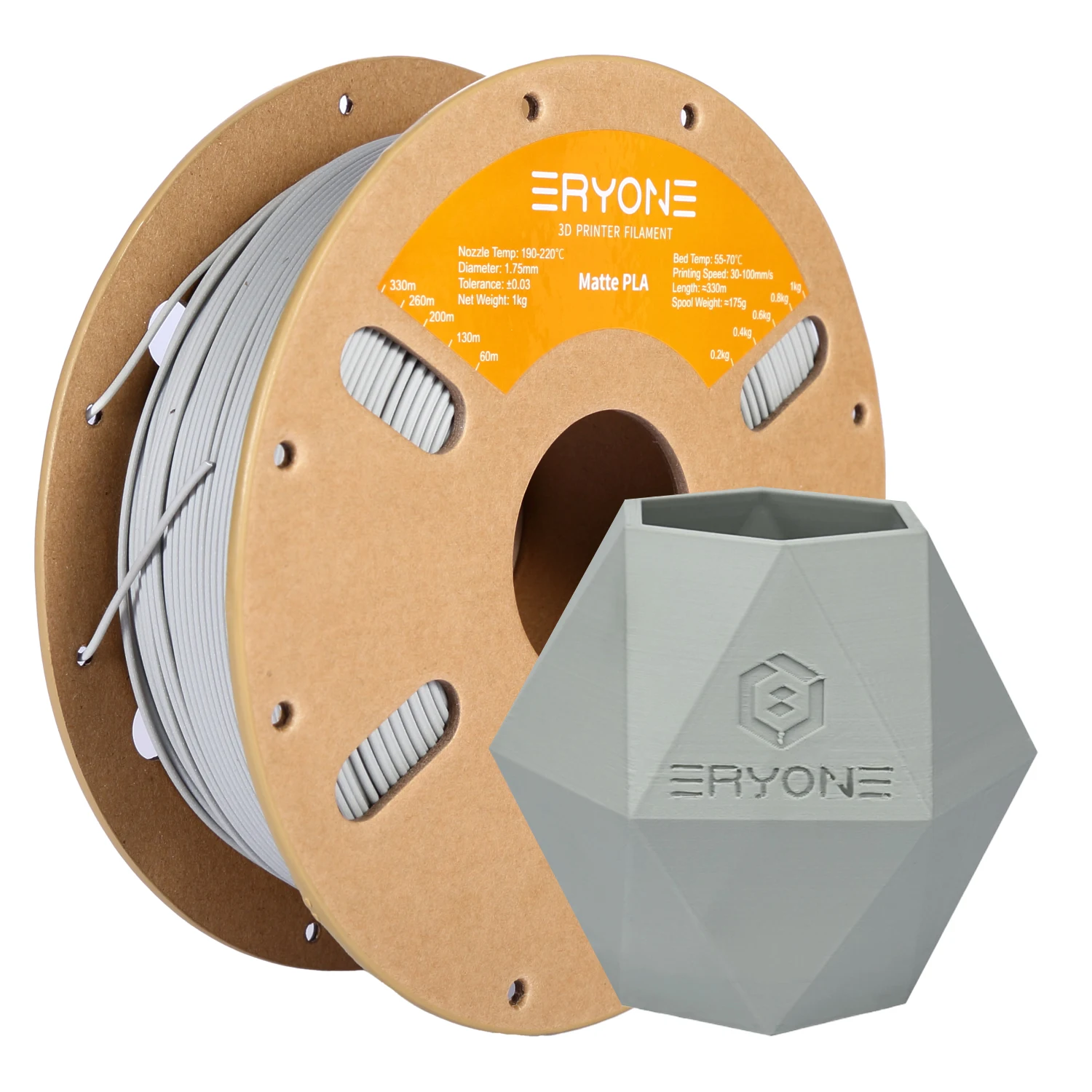 ERYONE 5KG PLA Matte Premium Filament 3D Print, Multicolor Available, PLA Matte Filament, Max Print Speed 100mm/s, 1KG/Spool