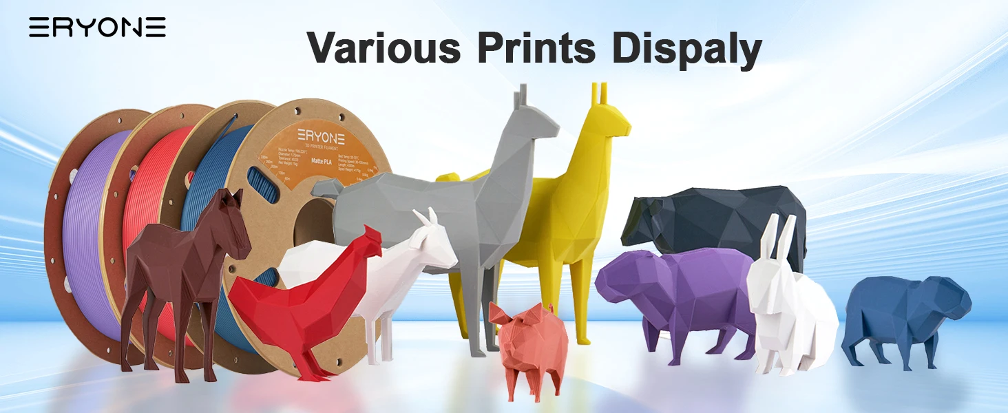 ERYONE 5KG PLA Matte Premium Filament 3D Print, Multicolor Available, PLA Matte Filament, Max Print Speed 100mm/s, 1KG/Spool
