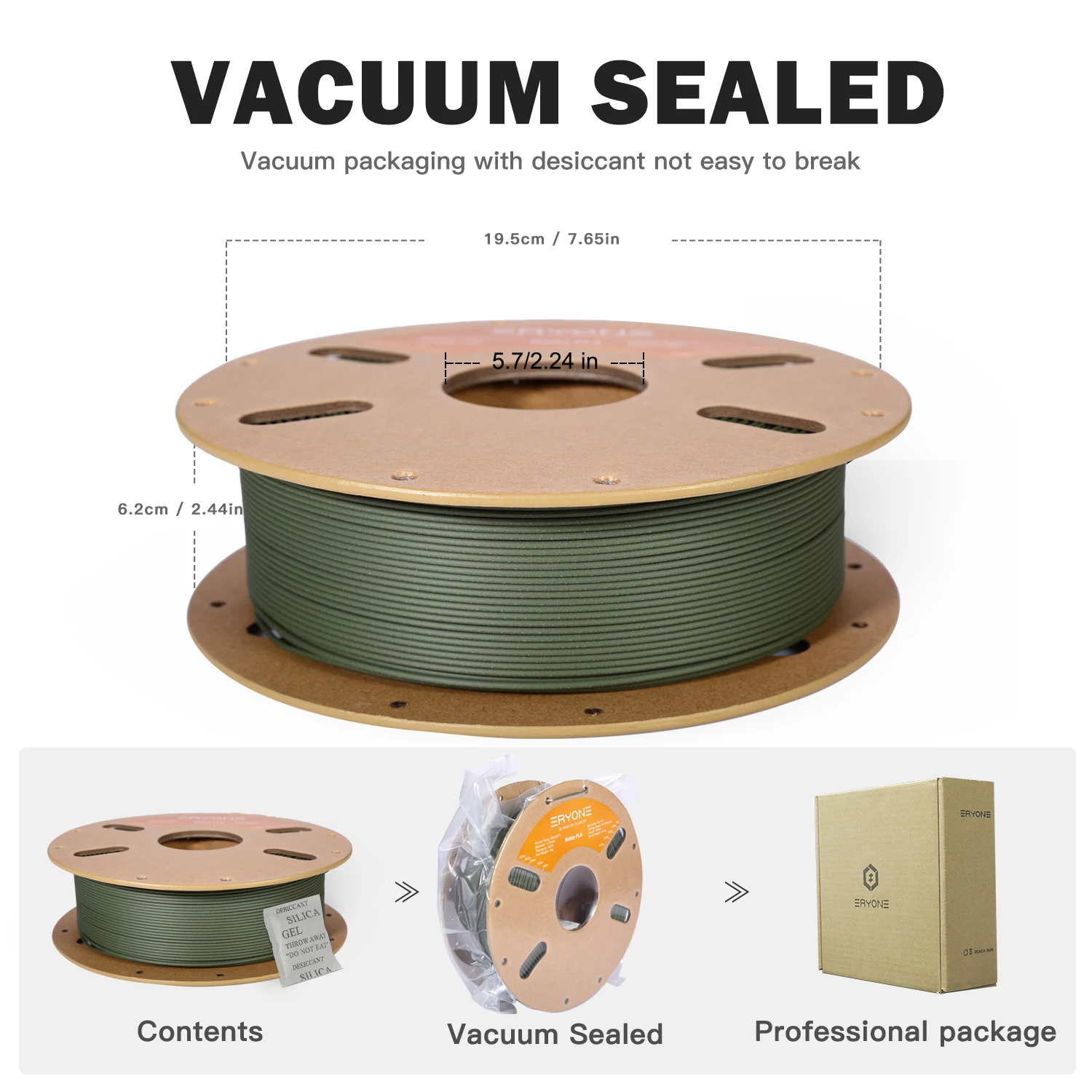 ERYONE 5KG PLA Matte Premium Filament 3D Print, Multicolor Available, PLA Matte Filament, Max Print Speed 100mm/s, 1KG/Spool