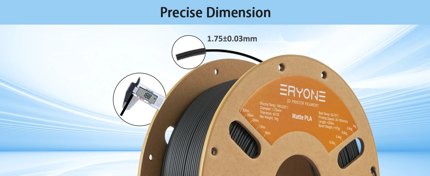 ERYONE 5KG PLA Matte Premium Filament 3D Print, Multicolor Available, PLA Matte Filament, Max Print Speed 100mm/s, 1KG/Spool