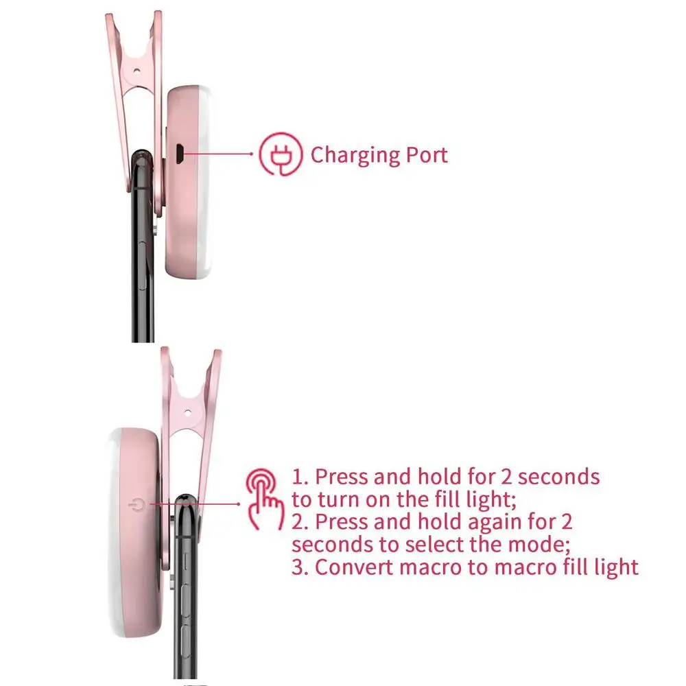 2022 Mobile Phone Fill Light 15X Macro Lens Portable Selfie LED Ring Flash Light Phone Selfie Lamp Ring Clip Light Drop Shipping