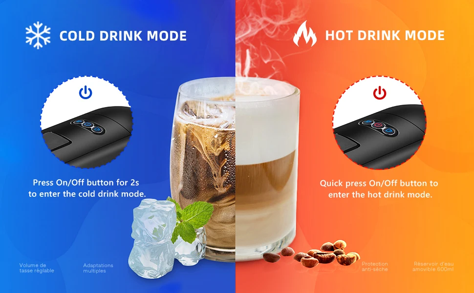 HiBREW Coffee Machine 19 Bar 4in1 Hot & Cold Multiple Capsule Espresso Cafetera Pod Coffee Maker Dolce Milk Nexpresso Powder H1A