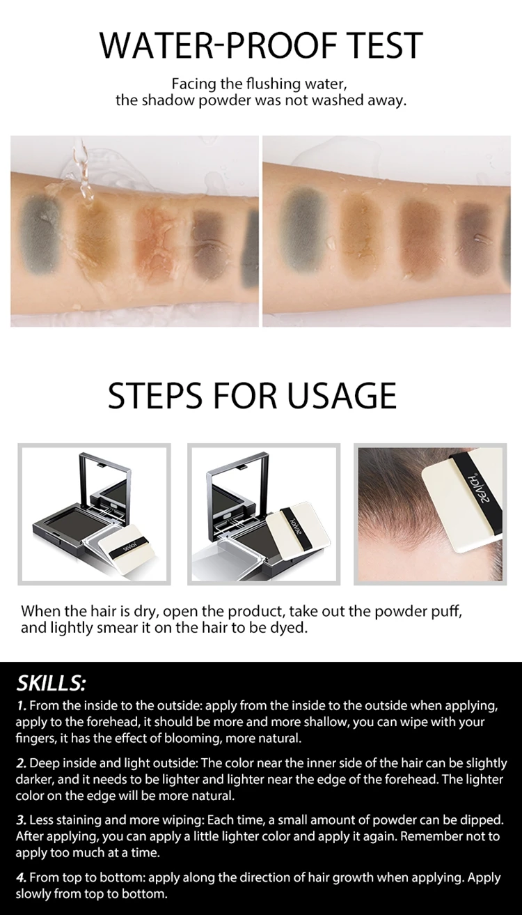 Sevich 12g Hairline Shadow Powder Hair Line Modified Repair 5 Colors Hair Shadow Trimming Powder Edge Control Hair Concealer