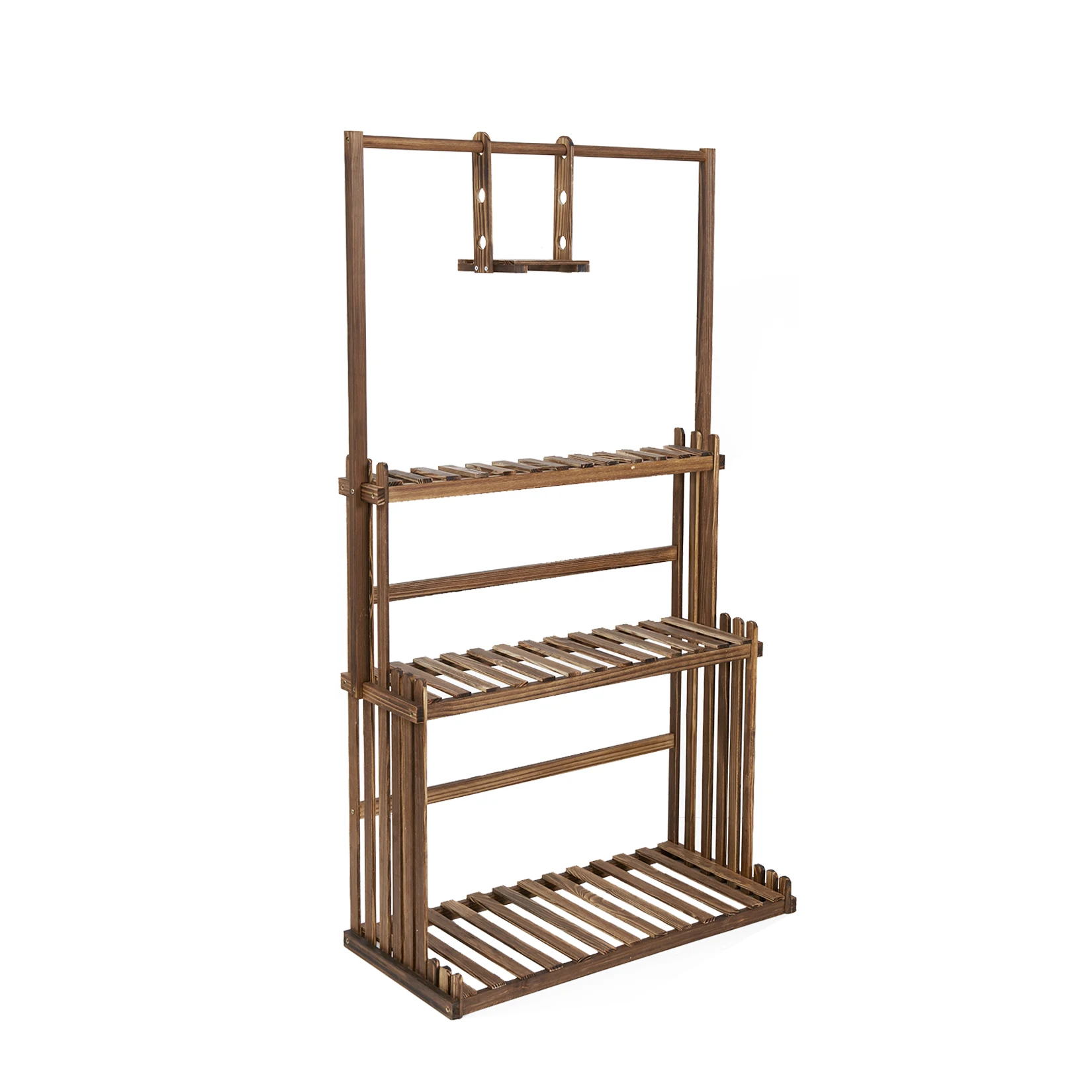 3-Tier Hanging Wood Plant Stand Planter Shelves Flower Pot Organizer Rack Multiple Display Holder Shelf Indoor Outdoor
