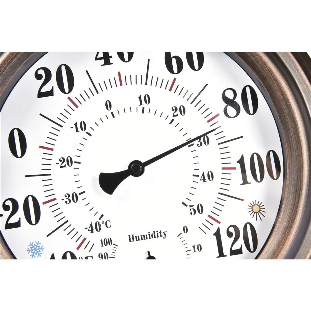 20CM Indoor Outdoor Thermometer Hygrometer Antique Painted Iron Shell Temperature And Humidity Measuring Instrument US/EU Dial