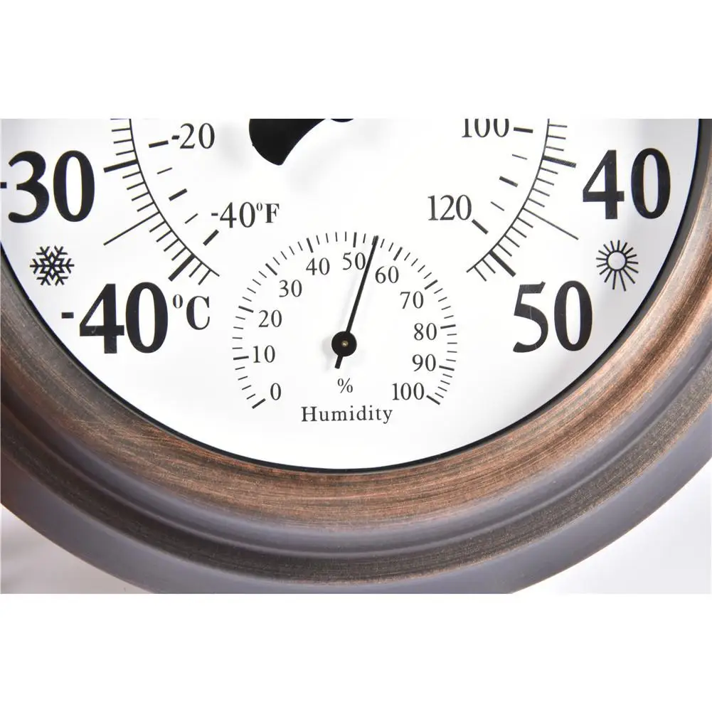 20CM Indoor Outdoor Thermometer Hygrometer Antique Painted Iron Shell Temperature And Humidity Measuring Instrument US/EU Dial