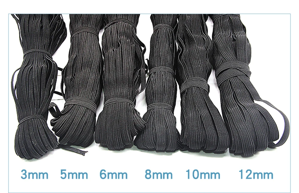 3/4/5/6/8/10MM White/Black Flat Elastic Bands Elastic Rubber Band Wedding Garment Elastic Tape for DIY Sewing Stretch Rope Acces