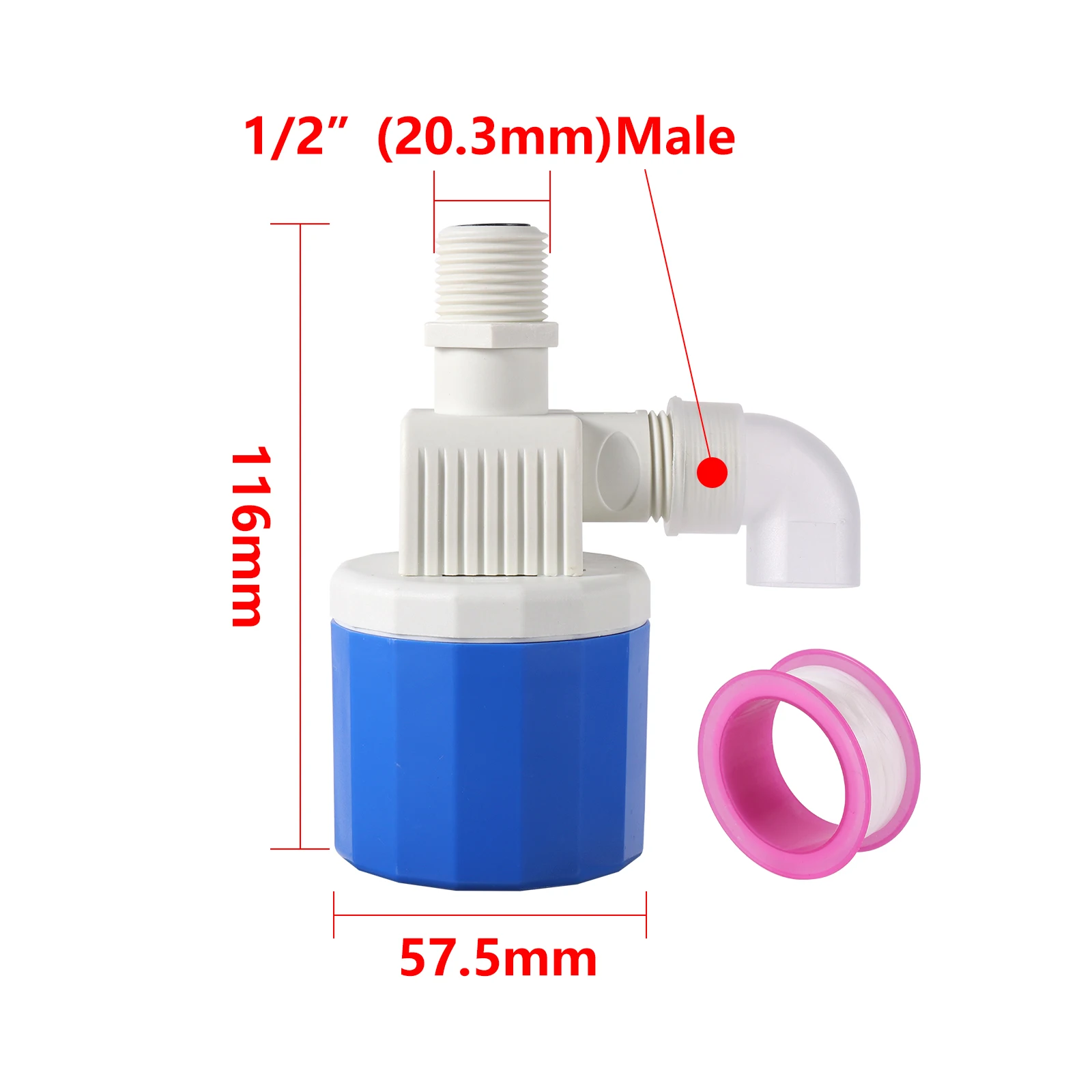 1/2" Automatic Water Level Control Valve Tower Floating Ball Valve Installed Inside The Tank Plug-in Free Inlet and Outlet Valve