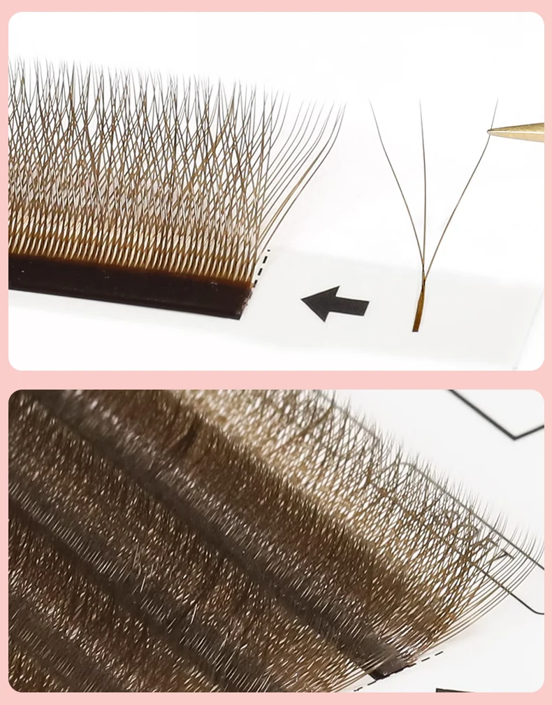 MARIA Brown W Shape 3D Type Individual Eyelash Colorful Lashes Extension Naturally Soft Real Black Mink Premade Volume Fans