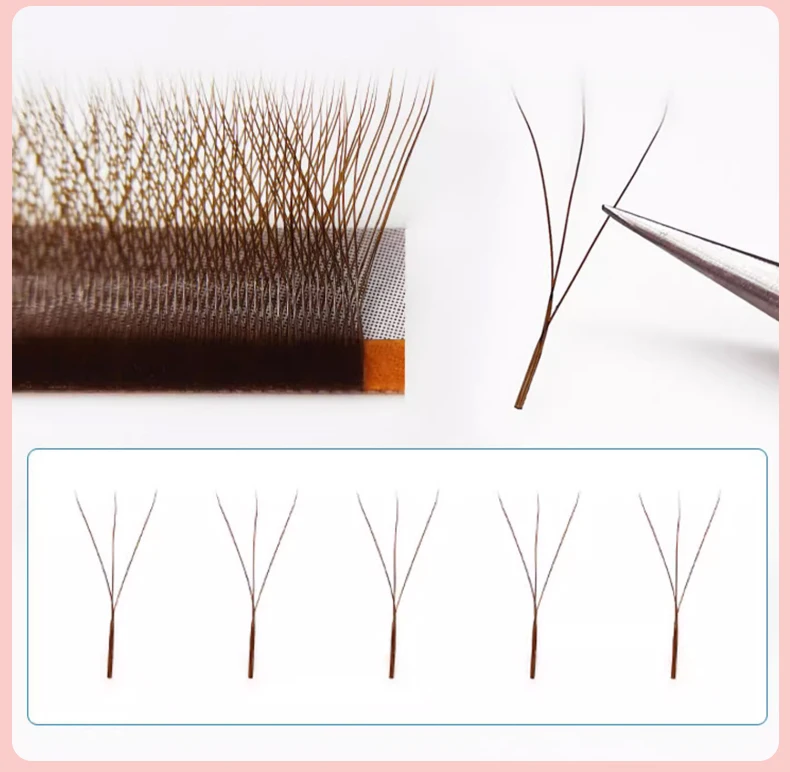 MARIA Brown W Shape 3D Type Individual Eyelash Colorful Lashes Extension Naturally Soft Real Black Mink Premade Volume Fans
