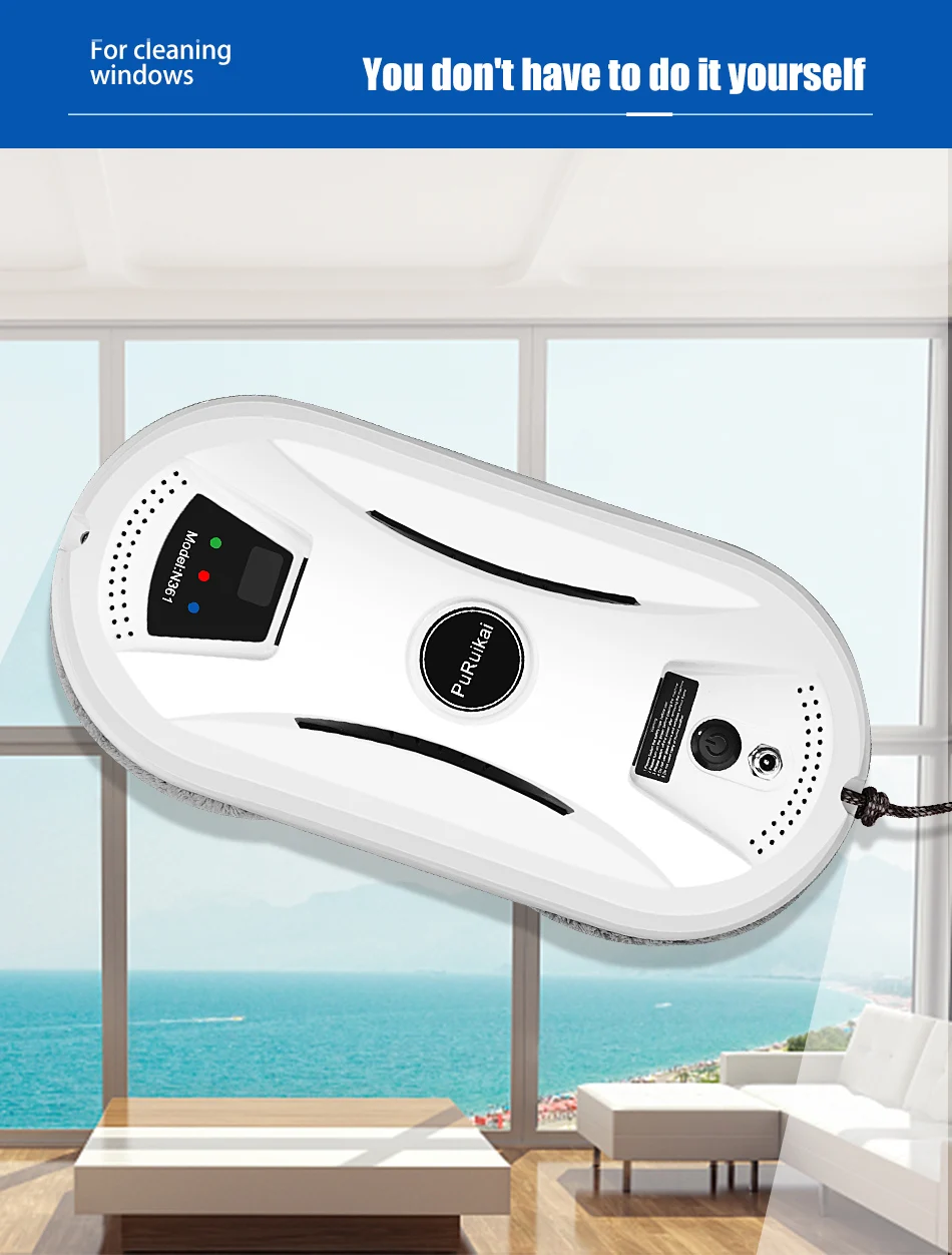 Robot Nettoyeur De Vitres Pour La Maison, Aspirateur Électrique Intelligent Avec Télécommande Et Essuie-Glace