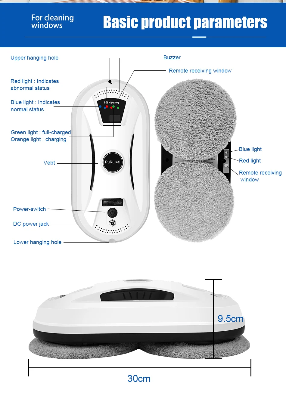 Robot Nettoyeur De Vitres Pour La Maison, Aspirateur Électrique Intelligent Avec Télécommande Et Essuie-Glace