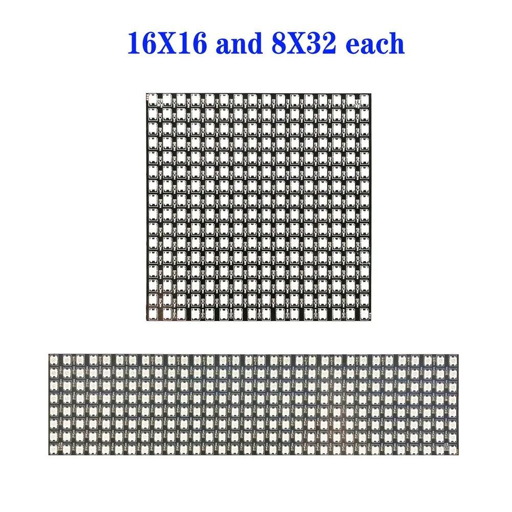 1/2PCS WS2812B 8X8 8x32 16x16 Pixel Panel Flexible Matrix Screen WS2812 IC RGB 5050 SMD Led Module Individually Addressable DC5V