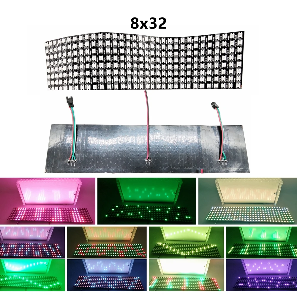 1/2PCS WS2812B 8X8 8x32 16x16 Pixel Panel Flexible Matrix Screen WS2812 IC RGB 5050 SMD Led Module Individually Addressable DC5V