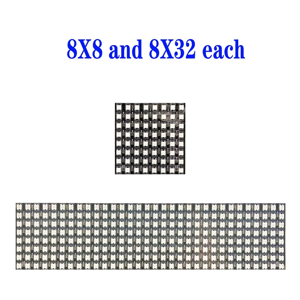 1/2PCS WS2812B 8X8 8x32 16x16 Pixel Panel Flexible Matrix Screen WS2812 IC RGB 5050 SMD Led Module Individually Addressable DC5V