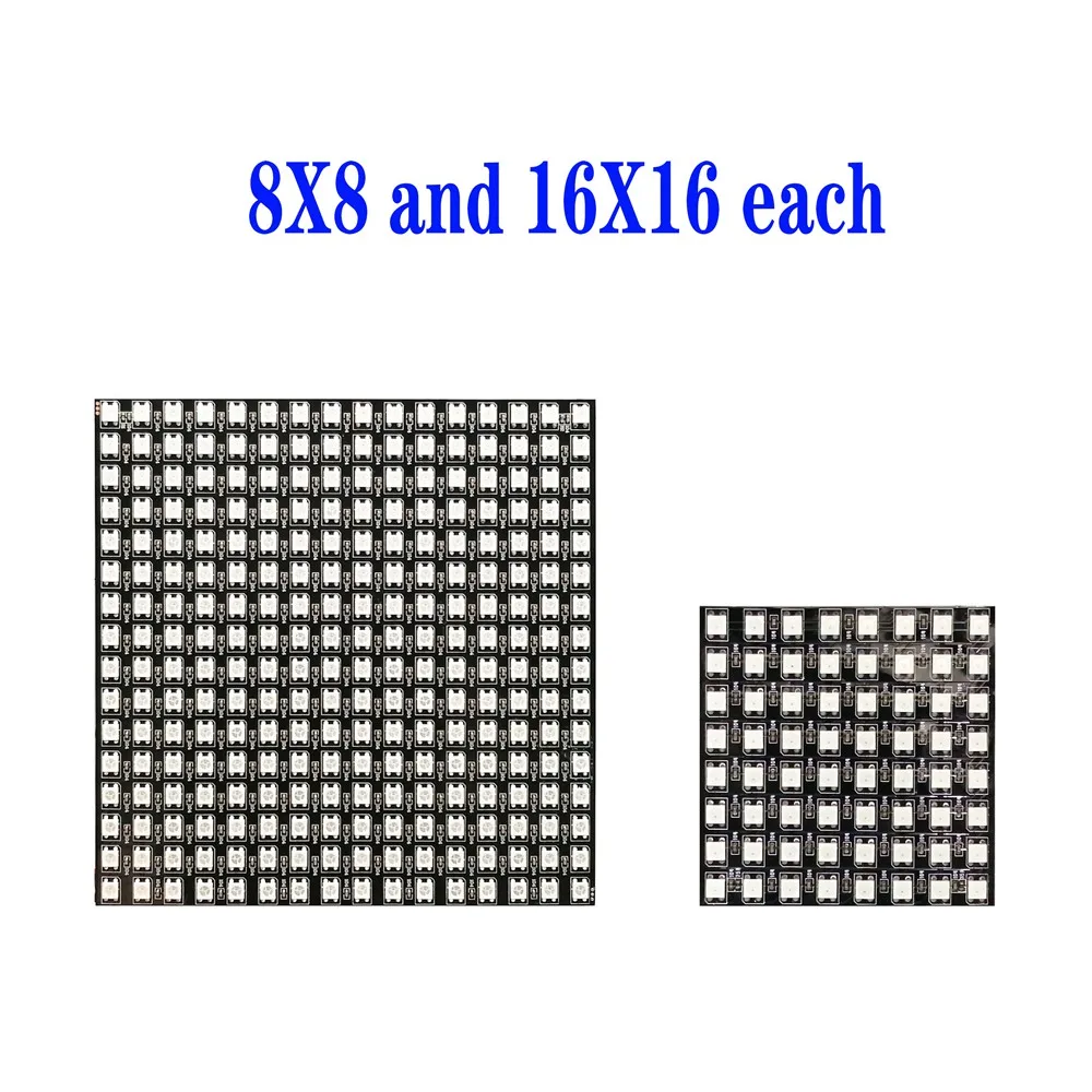 1/2PCS WS2812B 8X8 8x32 16x16 Pixel Panel Flexible Matrix Screen WS2812 IC RGB 5050 SMD Led Module Individually Addressable DC5V