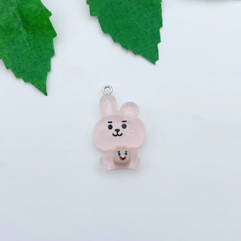 BT21 colorful cartoon resin transparent dog and koala bunny bag keychain DIY handmade accessories