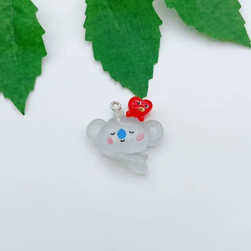 BT21 colorful cartoon resin transparent dog and koala bunny bag keychain DIY handmade accessories