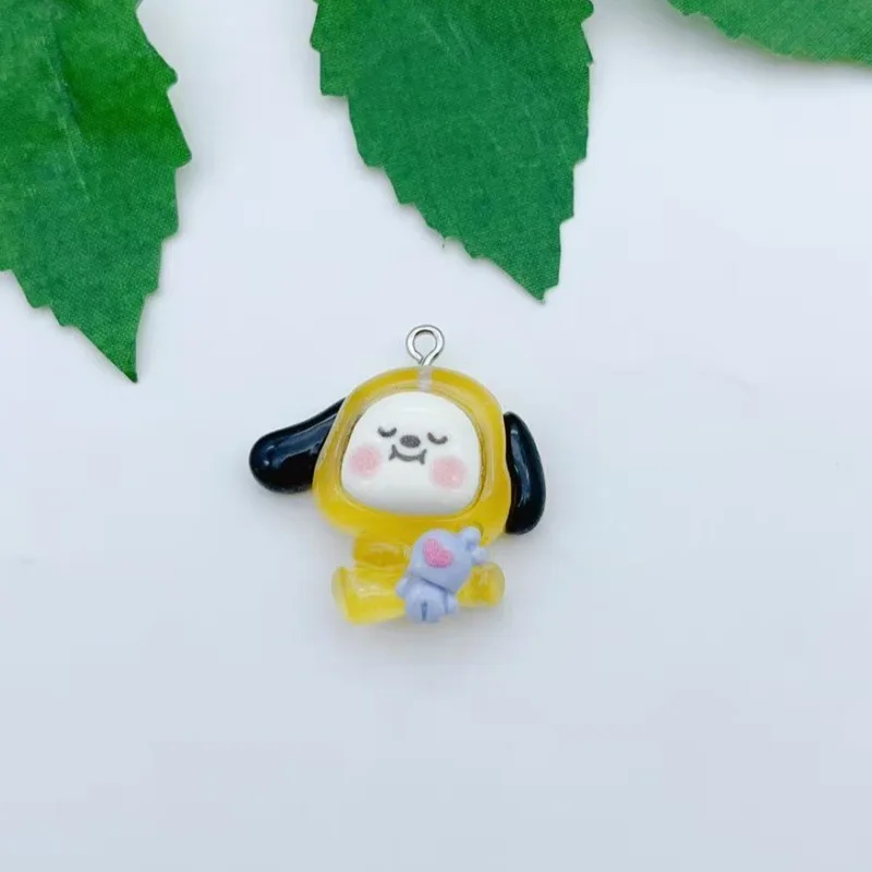 BT21 colorful cartoon resin transparent dog and koala bunny bag keychain DIY handmade accessories