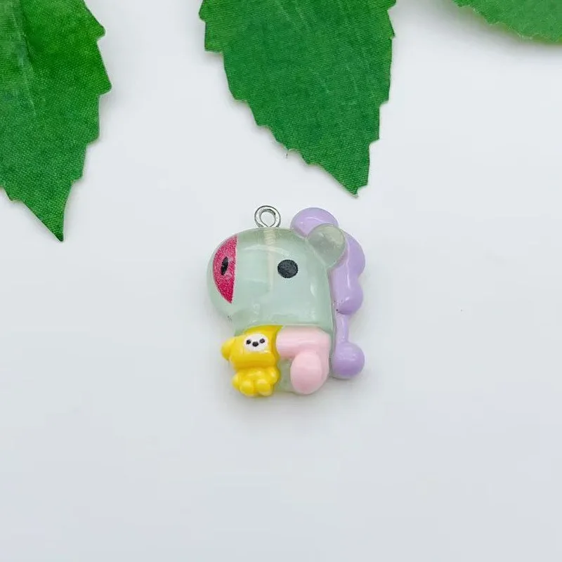 BT21 colorful cartoon resin transparent dog and koala bunny bag keychain DIY handmade accessories