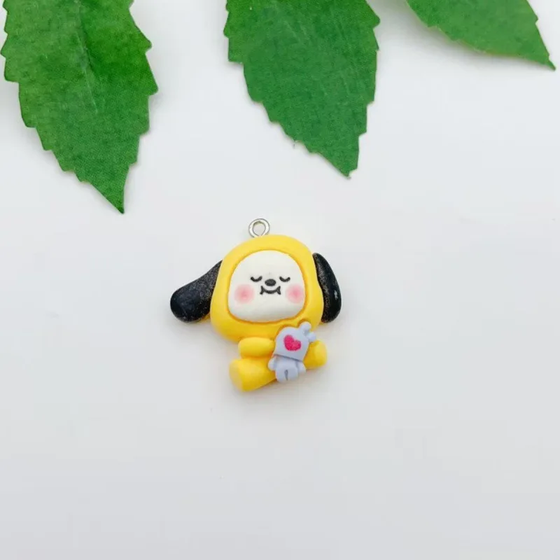 BT21 colorful cartoon resin transparent dog and koala bunny bag keychain DIY handmade accessories