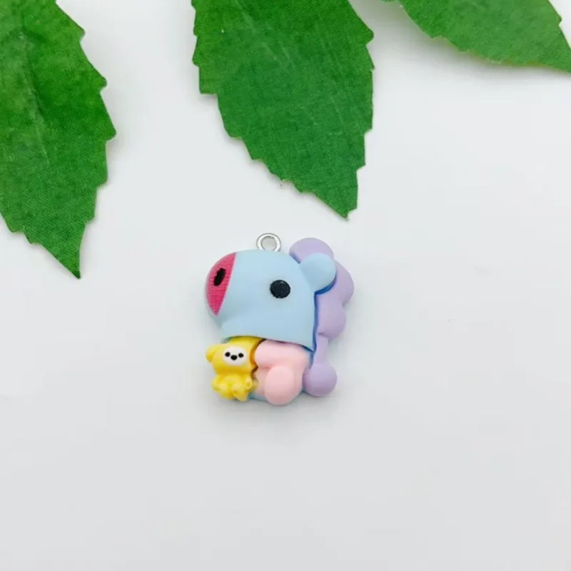BT21 colorful cartoon resin transparent dog and koala bunny bag keychain DIY handmade accessories