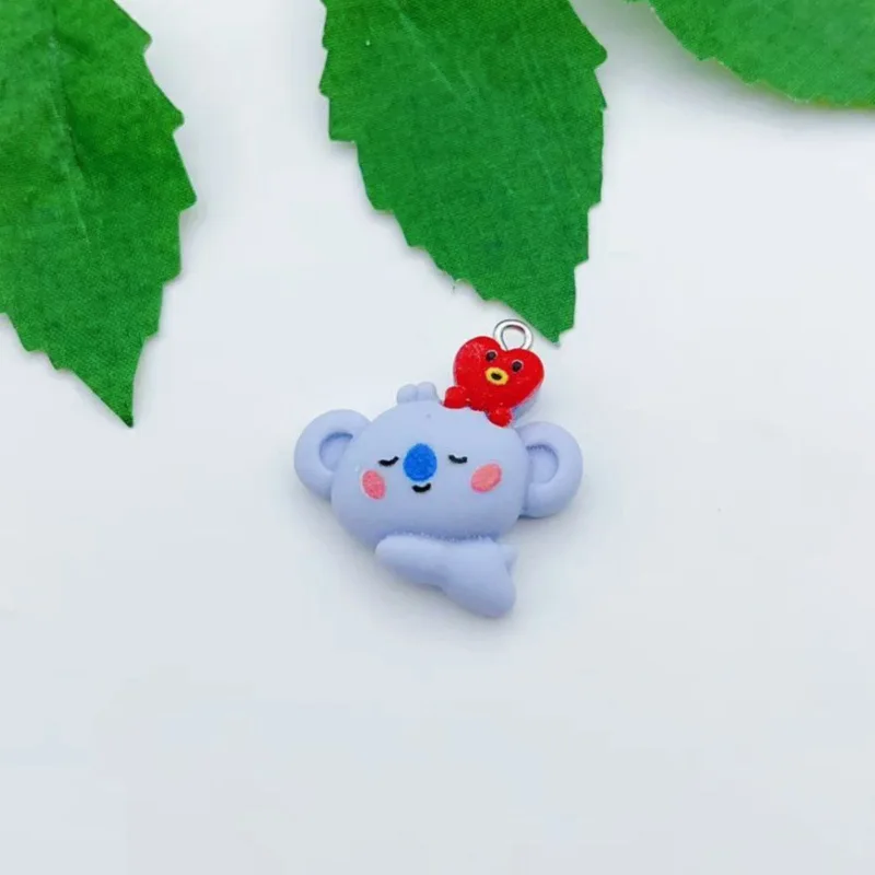 BT21 colorful cartoon resin transparent dog and koala bunny bag keychain DIY handmade accessories