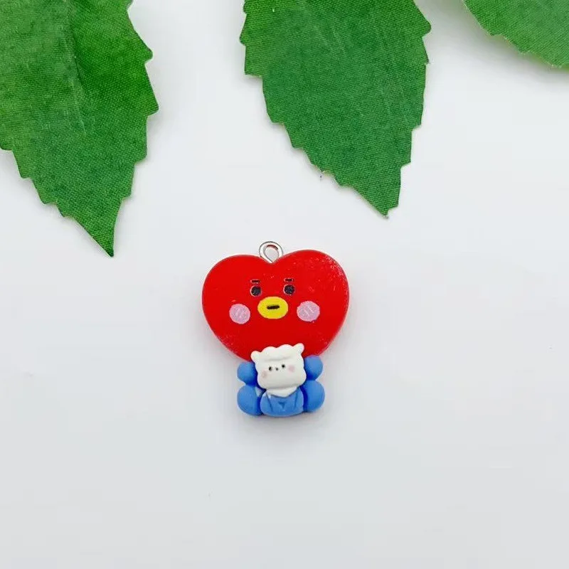 BT21 colorful cartoon resin transparent dog and koala bunny bag keychain DIY handmade accessories