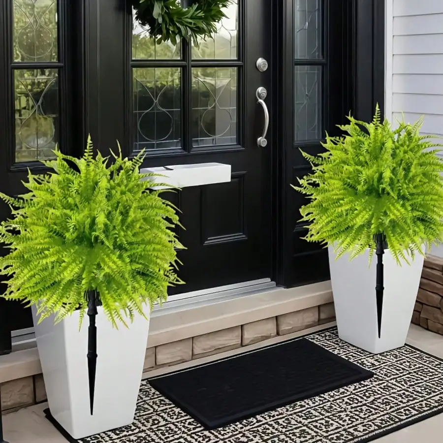 2pcs - 44cm Fern Ground Insert, Realistic Boston Fern, Suitable for Indoor/Outdoor Garden Wedding Spring/Summer Decoration.