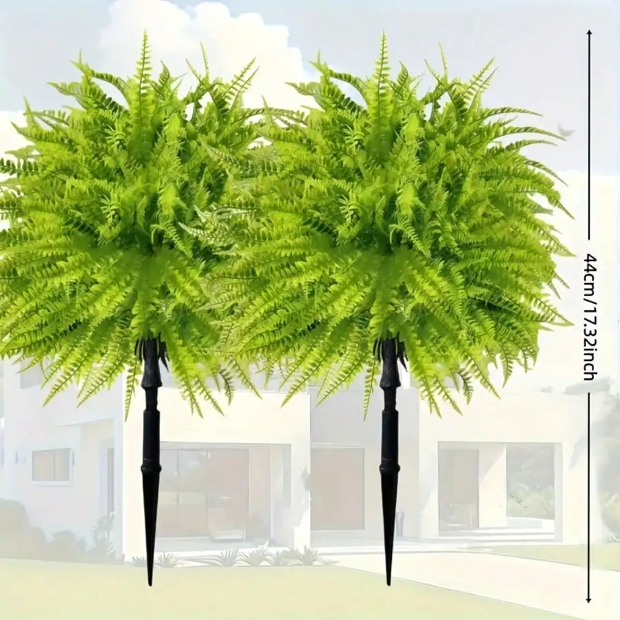 2pcs - 44cm Fern Ground Insert, Realistic Boston Fern, Suitable for Indoor/Outdoor Garden Wedding Spring/Summer Decoration.