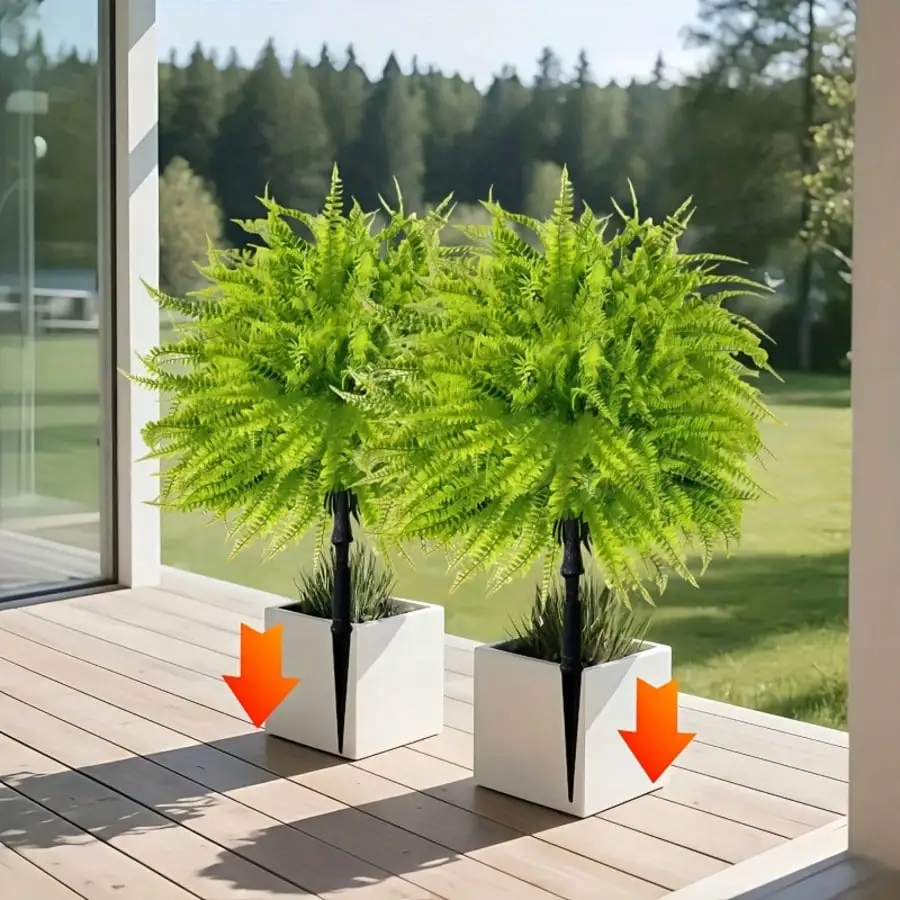 2pcs - 44cm Fern Ground Insert, Realistic Boston Fern, Suitable for Indoor/Outdoor Garden Wedding Spring/Summer Decoration.