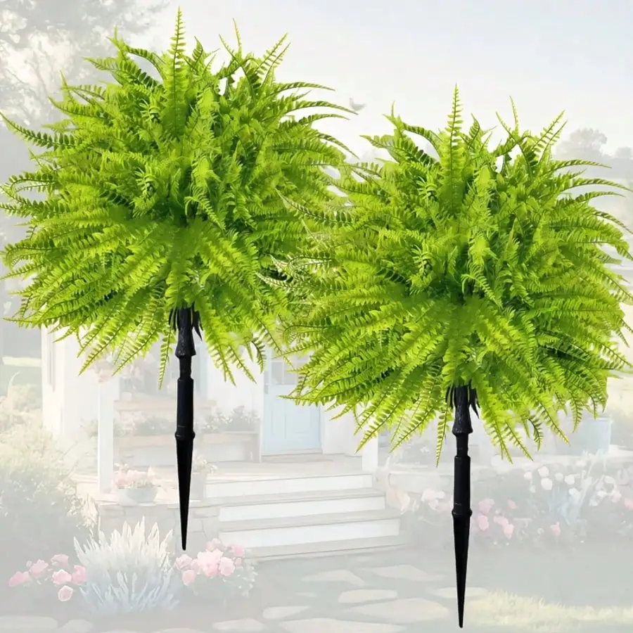 2pcs - 44cm Fern Ground Insert, Realistic Boston Fern, Suitable for Indoor/Outdoor Garden Wedding Spring/Summer Decoration.