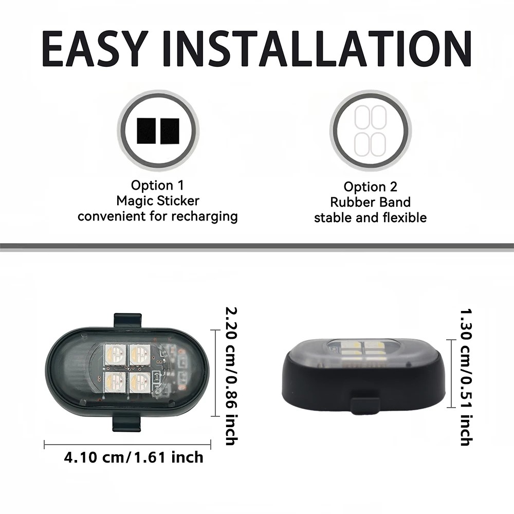 Car LED Decor Lights, Atmosphere Lamp Wireless/ Remote | Multi-Color Mode | USB Charging | For Interior, Grille, Warning Light