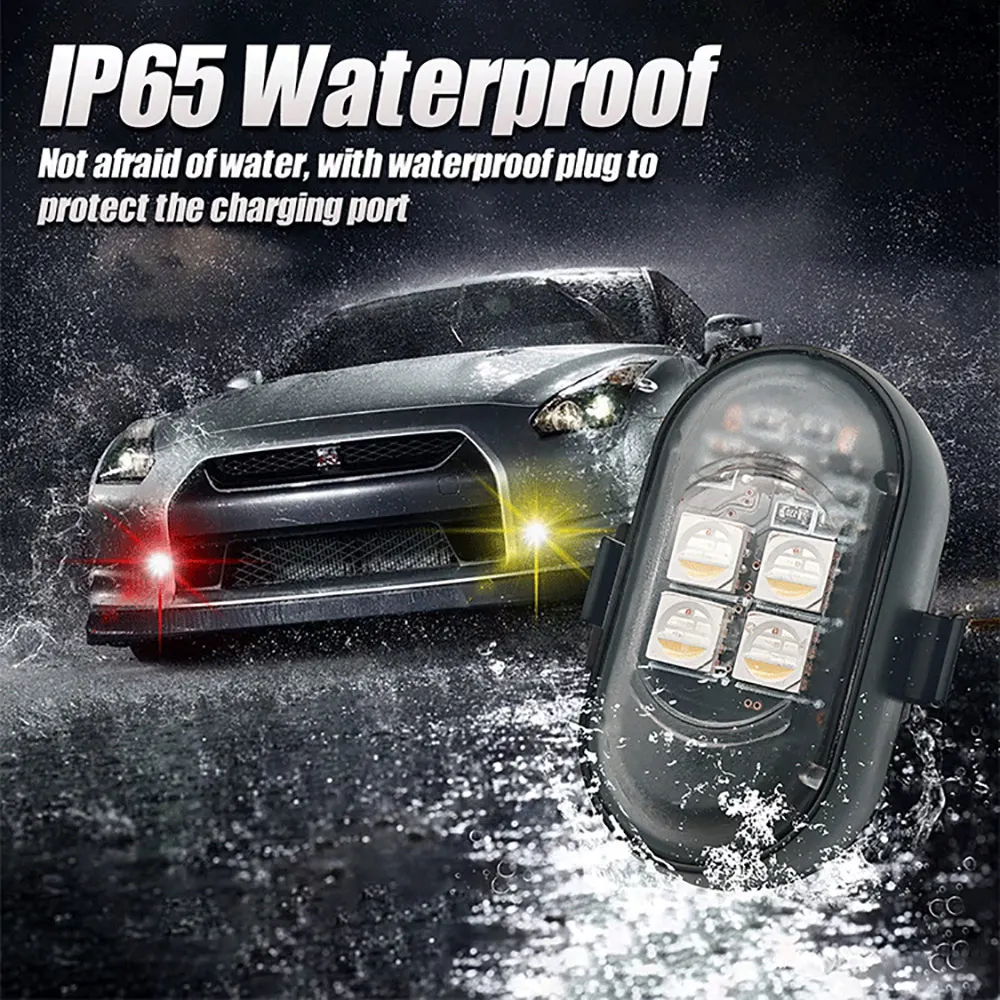 Car LED Decor Lights, Atmosphere Lamp Wireless/ Remote | Multi-Color Mode | USB Charging | For Interior, Grille, Warning Light