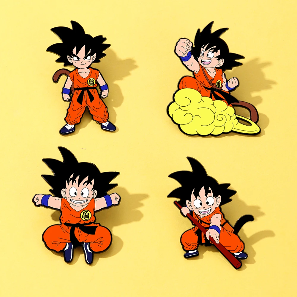 4 Pcs Son Goku Dragon Ball Cartoon Character Brooch Enamel Pin Metal Badge Jewelry for Clothes And Backpack Accessories Gifts