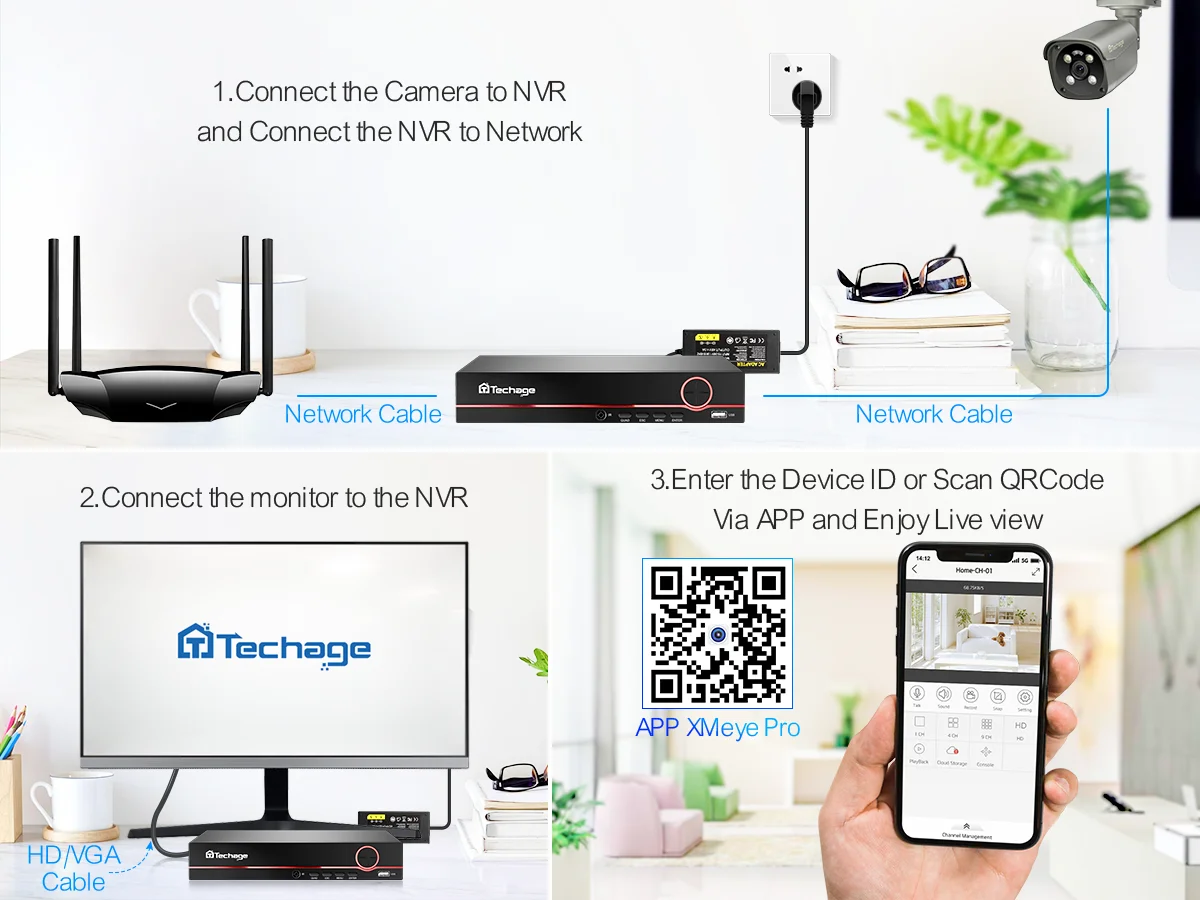 Techage 8MP Ultra HD 4K POE AI Camera Outdoor H.265 IP Camera Face Detect Full Color Night Two-way Audio for Surveillance System