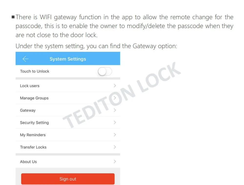 SA G2 TT Lock App Bluetooth Smart Electronic Door Lock wifi Adapter Gateway