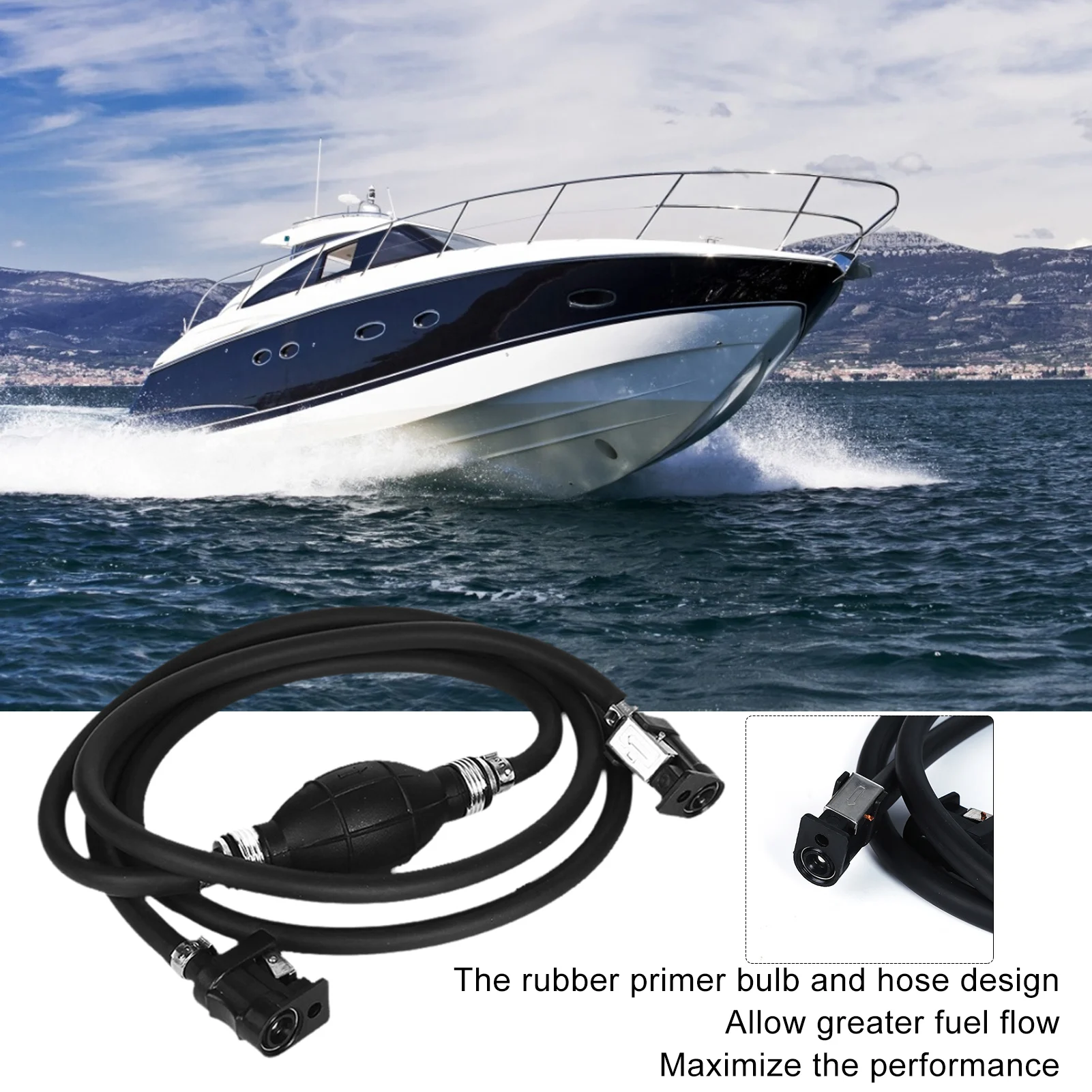2M Fuel Line Hose Assy for Johnson Evinrude Omc Outboard P-Rimer Bulb Connector 6/8MM for Boats RV Tractors Caravans