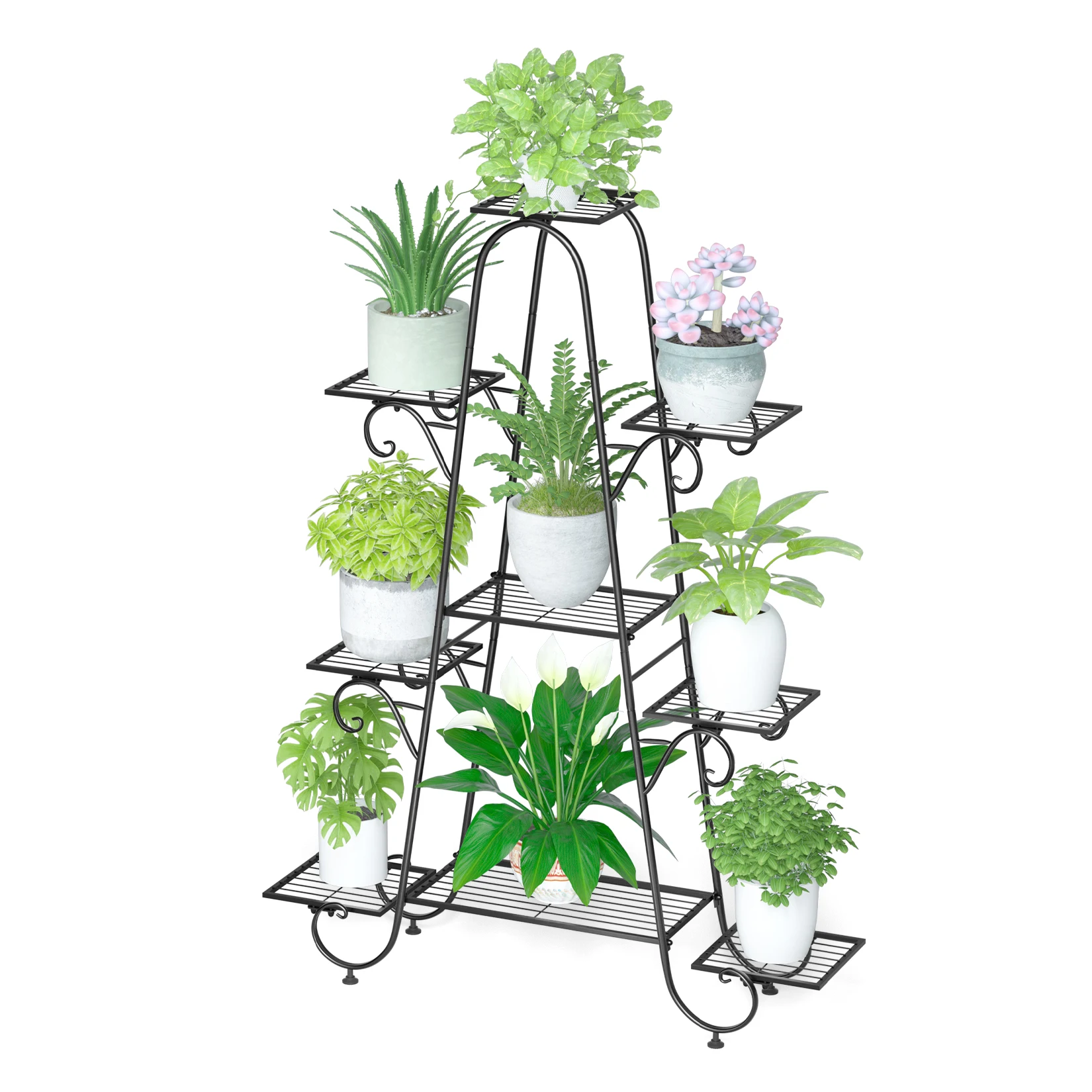 9 Tier Plant Stand Indoor Outdoor, Metal Multilayer Flower Shelf, Patio Garden Potted Plant Holder Display Rack for Plants Pots
