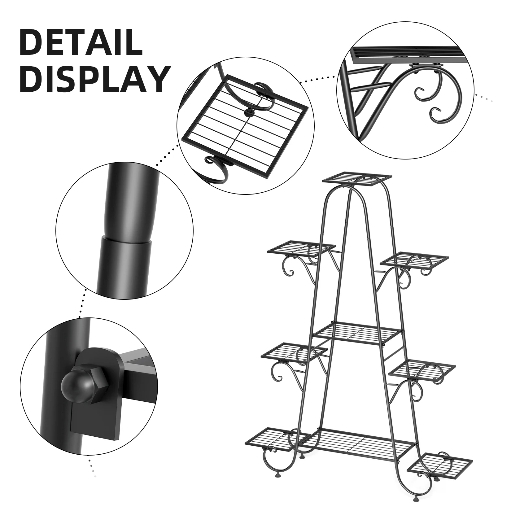 9 Tier Plant Stand Indoor Outdoor, Metal Multilayer Flower Shelf, Patio Garden Potted Plant Holder Display Rack for Plants Pots