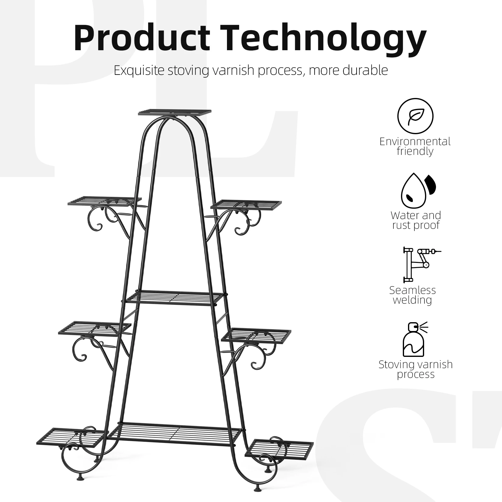9 Tier Plant Stand Indoor Outdoor, Metal Multilayer Flower Shelf, Patio Garden Potted Plant Holder Display Rack for Plants Pots